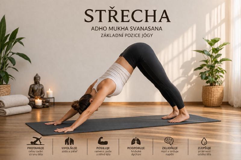 Střecha (Adho Mukha Svanasana): základní pozice jógy s širokými účinky